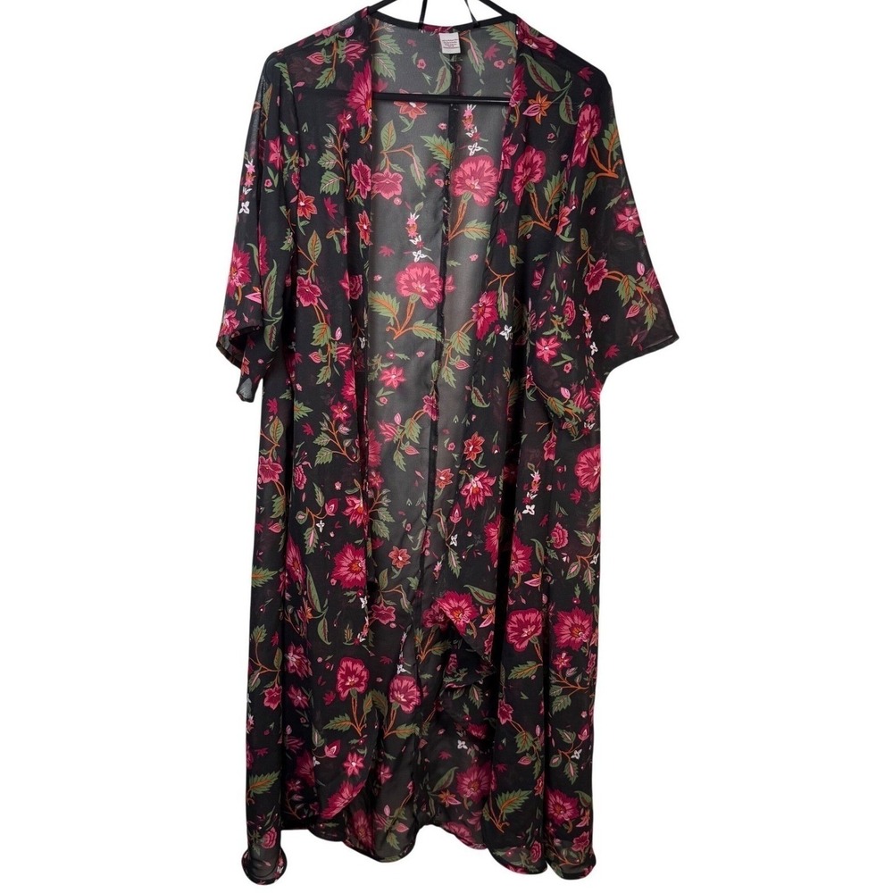 Promesa‎ Floral Sheer Kimono Duster Boho Whimsigoth Chiffon Festival Cardigan OS
